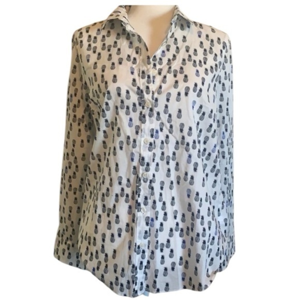J Crew pineapple button down shirt/blouse.